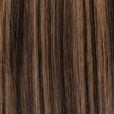This boasts a dark brown base, contrasted strikingly with thicker ash blonde highlights. This bold interplay of deep and cool tones creates a sophisticated, edgy look. 