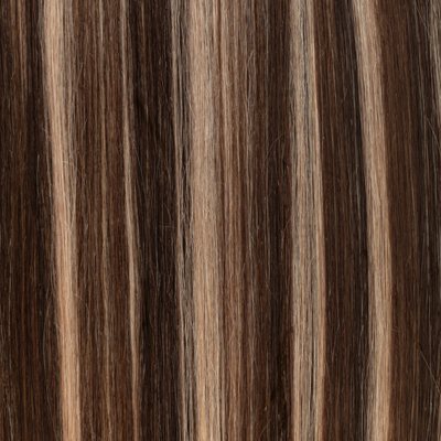 A dark brown base contrasted beautifully with ash highlights, then deepened with caramel lowlights. Designed for those already with or desiring this highlighted look minus the damage. A deeper take on our Honey Highlight Blend.