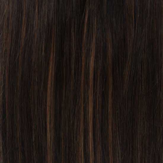 Rich brown depths, lit by caramel highlights. Its inherent glow is perfect for those with gold-toned strands or those eyeing gentle highlights. Think of it as the caramel twist to our Brown Ash Highlight.